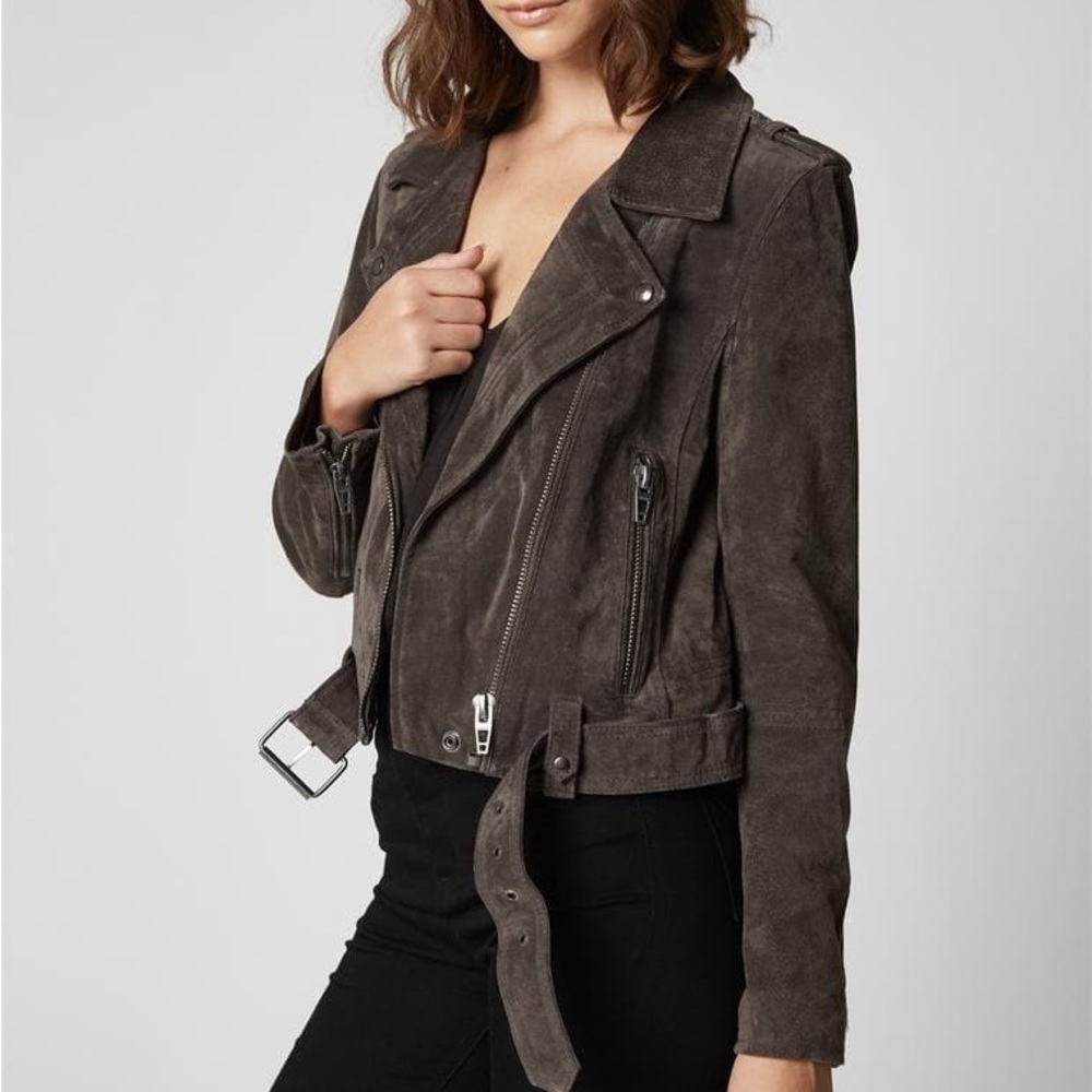 Blank NYC Grey Suede Moto Jacket Size S - Picture 1 of 2